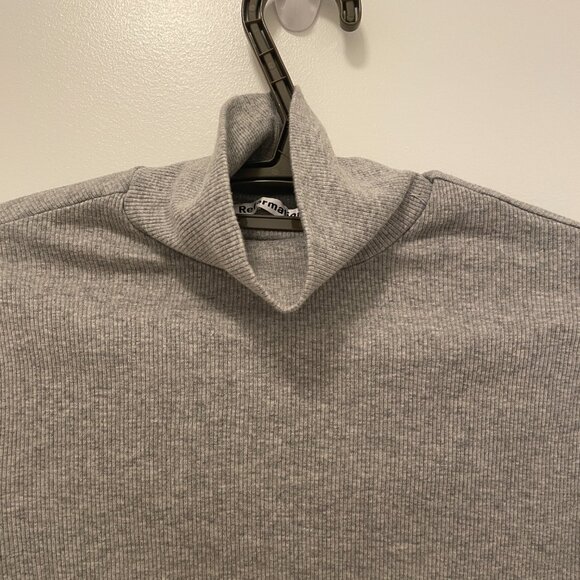 Reformataion Davy Cropped Ribbed Turtleneck Tee XS Grey Long Sleeve T-Shirt - Picture 3 of 4